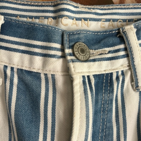 American Eagle Outfitters Blue and White Striped Straight Leg Jeans Size 4 - Picture 4 of 16